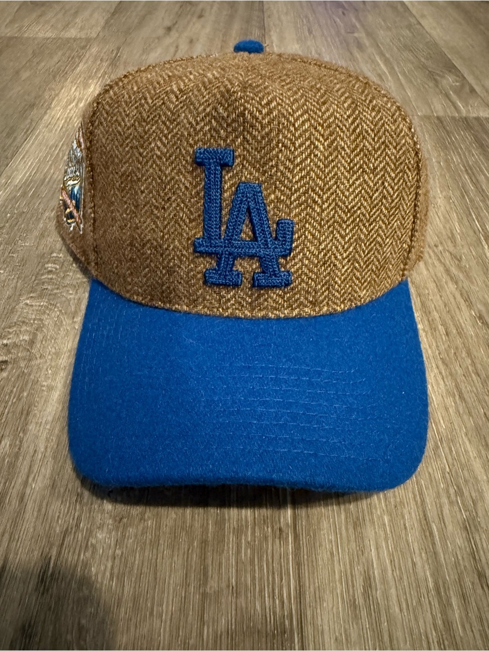 Los Angeles Dodgers Mitchell &Ness Brown Herringbone Cap with Royal Blue Bill